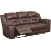 image:imageSignature Design by Ashley Power Reclining Faux Leather Sofa StonelandBrown