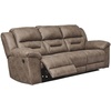 image:imageSignature Design by Ashley Power Reclining Faux Leather Sofa StonelandGrey