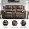 image:imageSignature Design by Ashley Reclining Sofa Windsley Pillow Top CouchReclining Loveseat with Console