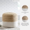 image:imageSignature Design by Ashley Sweed Valley Jute amp Cotton Pouf 19 x 19 Inches Beige amp WhiteWhite