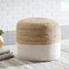 image:imageSignature Design by Ashley Sweed Valley Jute amp Cotton Pouf 19 x 19 Inches Beige amp WhiteWhite