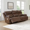 image:imageSignature Design by Ashley VonRyan Power Reclining Sofa Top Grain Leather Seating ZeroGravity Recliner Couch Living Room Furniture Tobacco Brown 92InchSofa