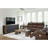 image:imageSignature Design by Ashley VonRyan Power Reclining Sofa Top Grain Leather Seating ZeroGravity Recliner Couch Living Room Furniture Tobacco Brown 92InchSofa