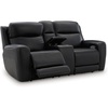 image:imageSignature Design by Ashley Leather Power Reclining Loveseat with ConsoleBlack