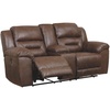 image:imageSignature Design by Ashley Power Reclining Faux Leather Sofa StonelandBrown