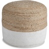 image:imageSignature Design by Ashley Sweed Valley Jute amp Cotton Pouf 19 x 19 Inches Beige amp WhiteWhite