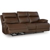 image:imageSignature Design by Ashley VonRyan Power Reclining Sofa Top Grain Leather Seating ZeroGravity Recliner Couch Living Room Furniture Tobacco Brown 92InchSofa