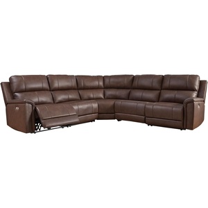 image:imageSignature Design by Ashley 5Piece Leather Power Reclining SectionalBrown