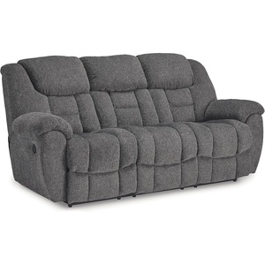 image:imageSignature Design by Ashley Foreside Contemporary Stain Resistant Manual Reclining Sofa GrayContemporary