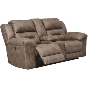 image:imageSignature Design by Ashley Power Reclining Faux Leather Sofa StonelandGrey