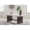 image:imageSignature Design by Ashley Burkhaus Coffee Table Modern White MarbleWhite  Dark Brown