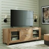 image:imageSignature Design by Ashley Rencott Contemporary 2Drawer 80 TV Stand for TVs up to 91 with Adjustable Shelves Cabinets Cord Openings Light Brown