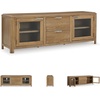 image:imageSignature Design by Ashley Rencott Contemporary 2Drawer 80 TV Stand for TVs up to 91 with Adjustable Shelves Cabinets Cord Openings Light Brown