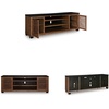 image:imageSignature Design by Ashley Robbinsdale Casual 72 TV Stand for TVs up to 82 with Cabinet Doors and Adjustable Shelves WhiteLight Brown  Black
