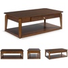 image:imageSignature Design by Ashley Trenmour MidCentury Modern Coffee Table with 1 Drawer Lower Open Shelf and Casters Light Brown