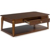 image:imageSignature Design by Ashley Trenmour MidCentury Modern Coffee Table with 1 Drawer Lower Open Shelf and Casters Light Brown