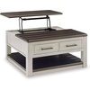 image:imageSignature Design by Ashley Wood LiftTop Coffee Table with Storage BrownDark Brown  Light Gray
