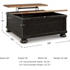 image:imageSignature Design by Ashley Wood LiftTop Coffee Table with Storage BrownLight Brown  Black