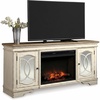 image:imageSignature Design by Ashley 74 Electric Fireplace TV Stand Chipped WhiteVintage Casual