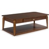 image:imageSignature Design by Ashley Trenmour MidCentury Modern Coffee Table with 1 Drawer Lower Open Shelf and Casters Light Brown