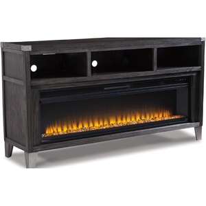 image:imageSignature Design by Ashley 65 Inch TV Stand Gray Fireplace Option65 TV Stand with Electric Fireplace