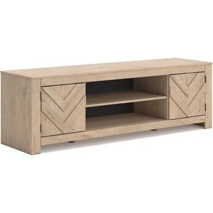 image:imageSignature Design by Ashley Cayboni 71 TV Stand Whitewash FireplaceLight Brown