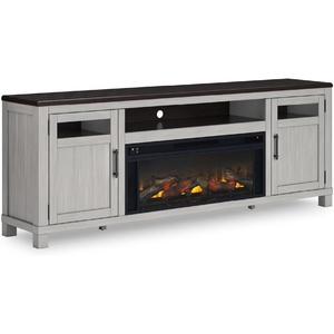 image:imageSignature Design by Ashley Darborn 88 TV Stand with Electric FireplaceLight Gray  Dark Brown