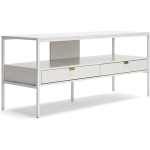 image:imageSignature Design by Ashley Deznee Modern Large TV Stand for TVs up to 69 with 1 Shelf and 2 Drawers White