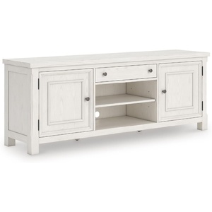 image:imageSignature Design by Ashley Robbinsdale Casual 72 TV Stand for TVs up to 82 with Cabinet Doors and Adjustable Shelves WhiteWhite