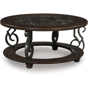 image:imageSignature Design by Ashley Round Coffee Table Faux Marble 42Inch