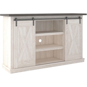 image:imageSignature Design by Ashley TV Stand with Storage 54 Farmhouse Barn DoorWhitewash