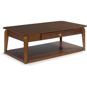 image:imageSignature Design by Ashley Trenmour MidCentury Modern Coffee Table with 1 Drawer Lower Open Shelf and Casters Light Brown