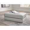 image:imageSignature Design by Ashley Amiata Contemporary Rectangular Leather Match Upholstered Oversized Accent Ottoman with Nonskid Legs Light GrayLight Gray
