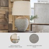 image:imageSignature Design by Ashley Dreward Table Lamp Distressed Faux Stone Look Textured Metal and Paper Composite Construction for Living Room Consoles and Bedside Decor Distressed Gray 26 Tall