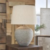image:imageSignature Design by Ashley Dreward Table Lamp Distressed Faux Stone Look Textured Metal and Paper Composite Construction for Living Room Consoles and Bedside Decor Distressed Gray 26 Tall