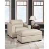 image:imageSignature Design by Ashley Treasure Trove Contemporary Leather Match Rectangular Ottoman for Living Room Beige