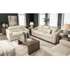 image:imageSignature Design by Ashley Treasure Trove Contemporary Leather Match Rectangular Ottoman for Living Room Beige