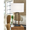 image:imageSignature Design by Ashley Voslen Minimalist Metal and Wood Table Lamp with 3Way Switch Set of 2 Black amp Light Brown