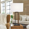 image:imageSignature Design by Ashley Voslen Minimalist Metal and Wood Table Lamp with 3Way Switch Set of 2 Black amp Light Brown