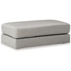 image:imageSignature Design by Ashley Amiata Contemporary Rectangular Leather Match Upholstered Oversized Accent Ottoman with Nonskid Legs Light GrayLight Gray