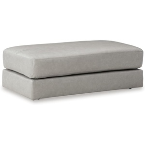image:imageSignature Design by Ashley Amiata Contemporary Rectangular Leather Match Upholstered Oversized Accent Ottoman with Nonskid Legs Light GrayLight Gray