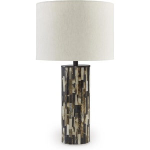image:imageSignature Design by Ashley Ellford Contemporary 265 Inch Poly Table Lamp Black Brown amp Cream