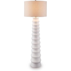 image:imageSignature Design by Ashley Floor Lamp Modern White Scalloped Resin