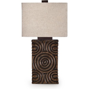 image:imageSignature Design by Ashley Heathbury Rustic Table Lamp with 3Way Switch and Rectangular Shade Dark Brown