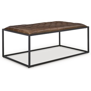 image:imageSignature Design by Ashley Junsor Leather Coffee Table Ottoman Brown