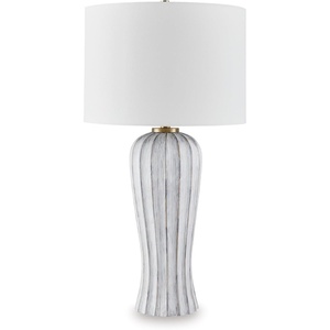 image:imageSignature Design by Ashley Jyllyard Table Lamp 28 Faux Wood 3WayAntique Gray