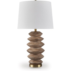 image:imageSignature Design by Ashley Jyllyard Table Lamp 28 Faux Wood 3WayBrownGold Finish