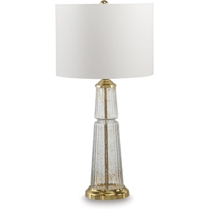 image:imageSignature Design by Ashley Jyllyard Table Lamp 28 Faux Wood 3WayClearGold Finish