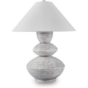 image:imageSignature Design by Ashley Jyllyard Table Lamp 28 Faux Wood 3WayDistressed WhiteGray