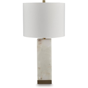 image:imageSignature Design by Ashley Jyllyard Table Lamp 28 Faux Wood 3WayWhiteGold Finish